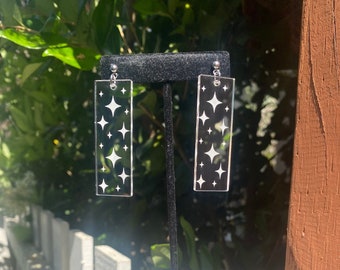 Sparkle Earrings (rave jewelry, music festival, edm gifts, clear acrylic)