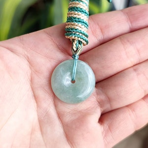 Burmese Jadeite Donut Pendant Necklace: Authentic Green Jade