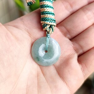 Burmese Jadeite Donut Pendant Necklace: Authentic Grade A Green Jade