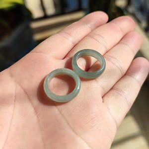 2 Rings 5.5US Authentic Icy Green Jade Ring Natural Jadeite Grade A