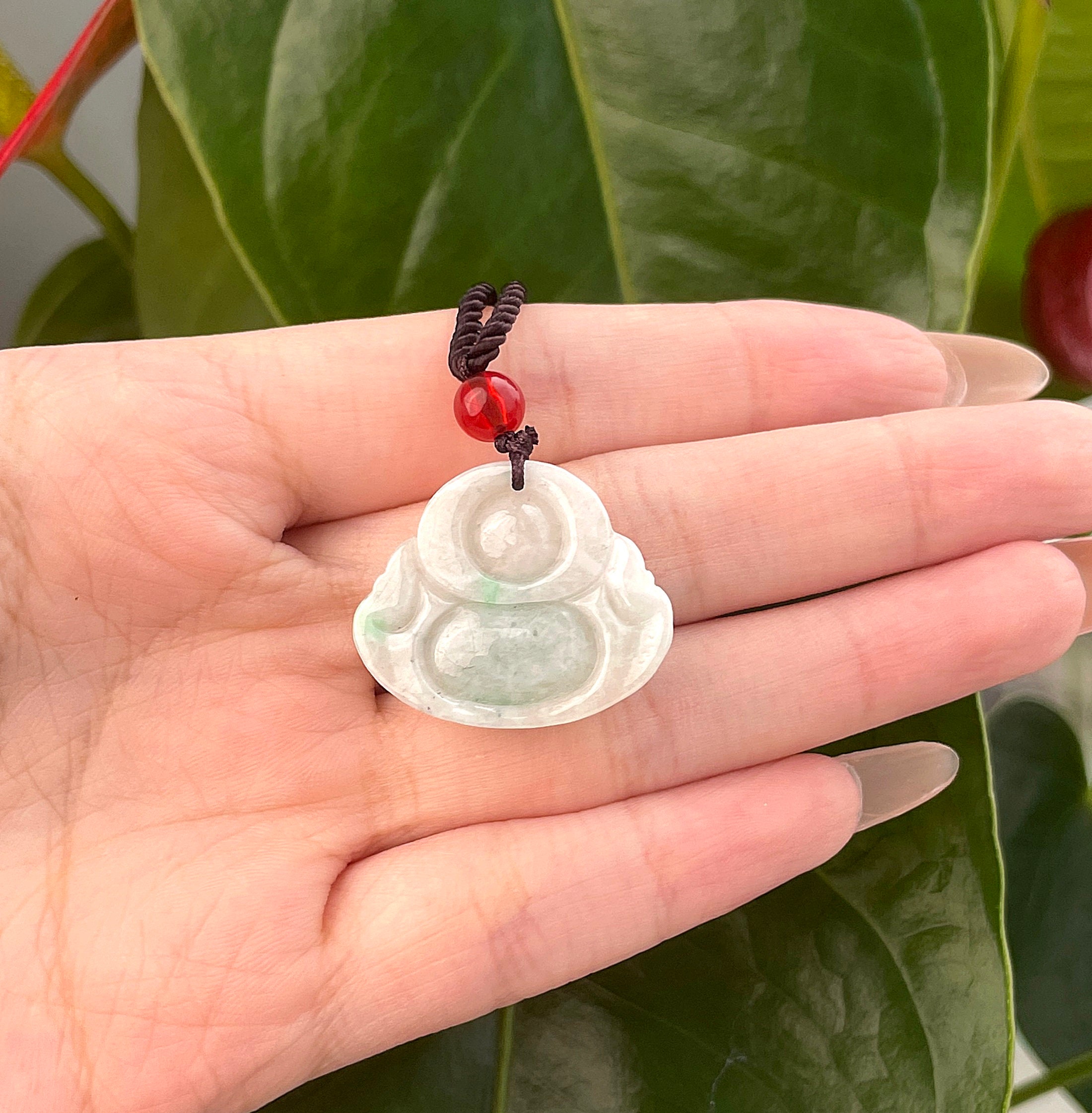 本物の翡翠、本物の翡翠、笑う仏陀のペンダントネックレス - Etsy 日本