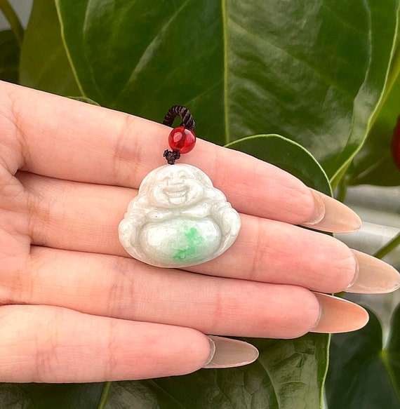本物の翡翠、本物の翡翠、笑う仏陀のペンダントネックレス - Etsy 日本