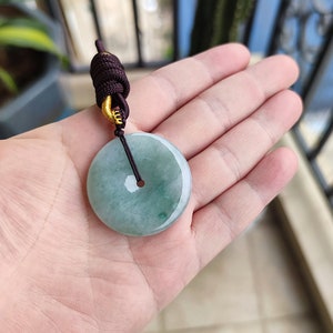 Burmese Jadeite Donut Pendant Necklace: Authentic Green Jade