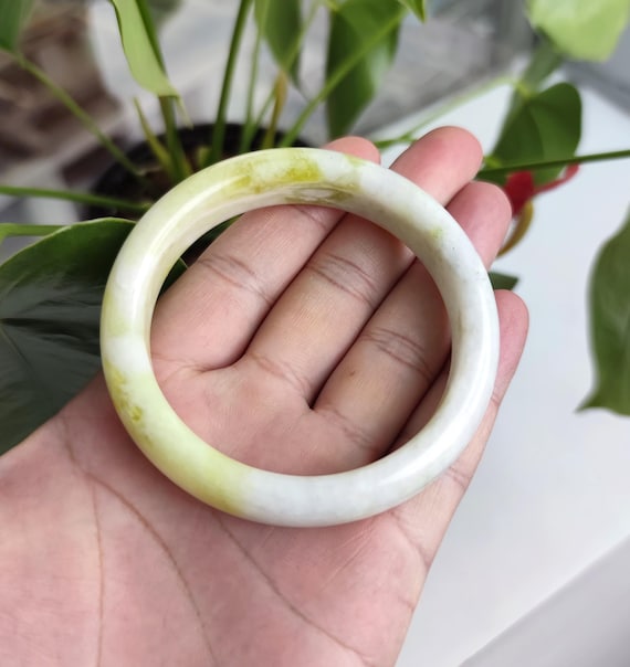 本物の翡翠バングル ツートンサーペンタインバングル：天然グリーン 