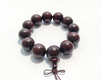 Black Sandalwood Bracelet: Large Natural Wood Beaded Bracelet for Men