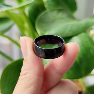 Black Steel Ring Band Ring
