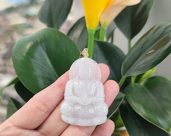 Authentic Burmese Guanyin Jadeite Pendant Necklace: Grade A Green Jade