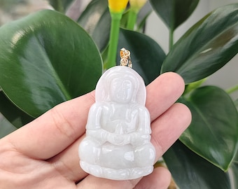 Authentic Burmese Guanyin Jadeite Pendant Necklace: Grade A Green Jade