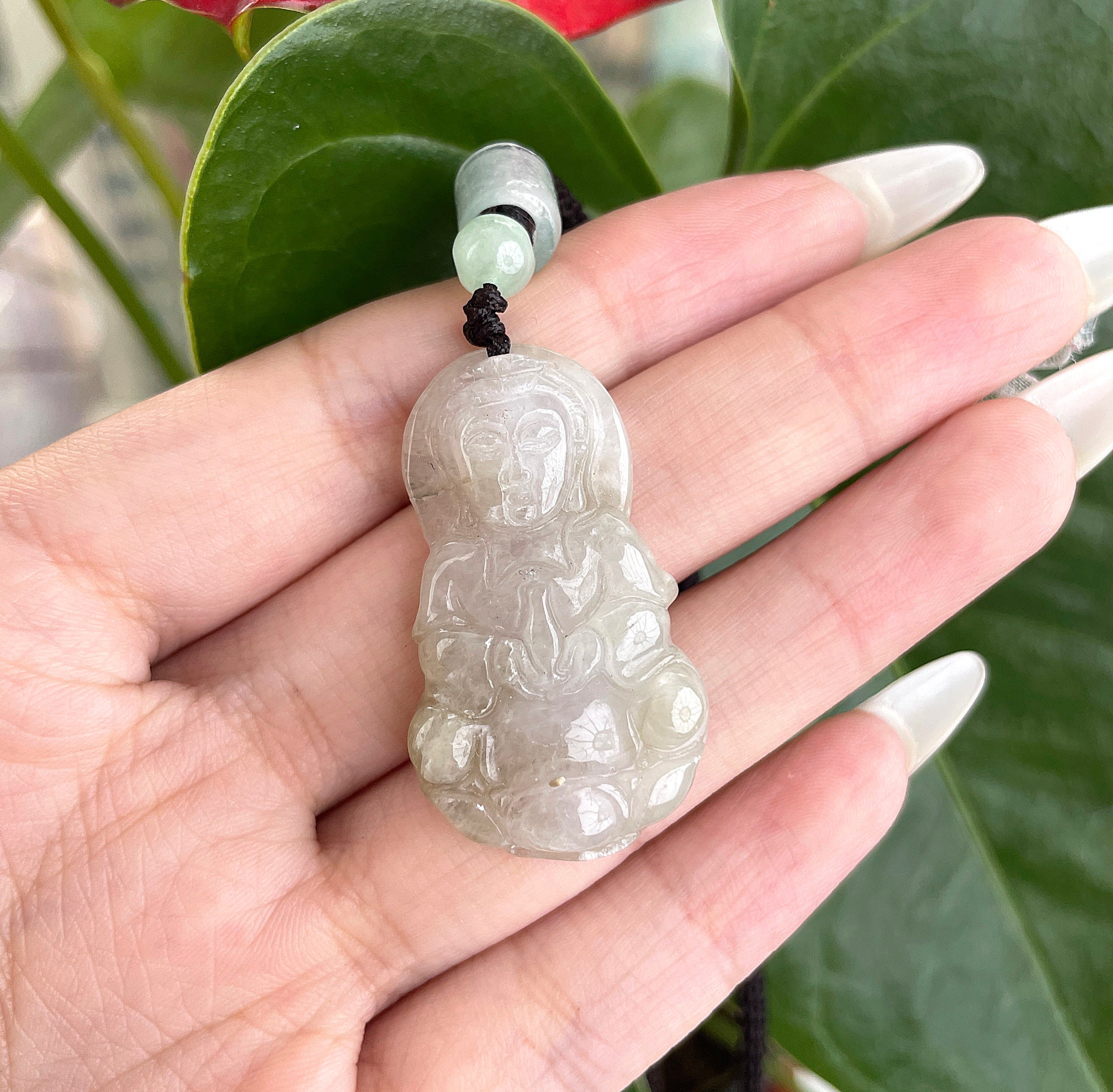 本物の観音菩薩翡翠ペンダントネックレス - Etsy 日本