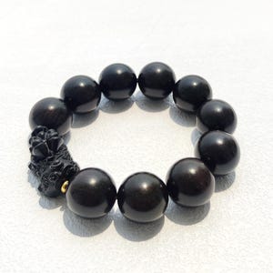 Wood Bracelet Authentic Black Sandalwood Large Natural Wood Beaded Bracelet for Men