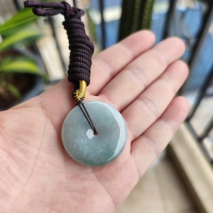 Burmese Jadeite Donut Pendant Necklace: Grade A Green Jade
