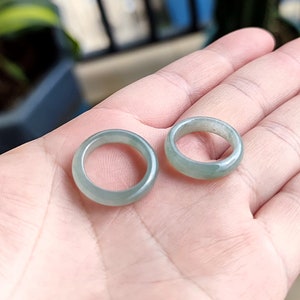 2 Rings 5.5US Authentic Icy Green Jade Ring Natural Jadeite Grade A