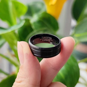 Black Steel Ring Band Ring