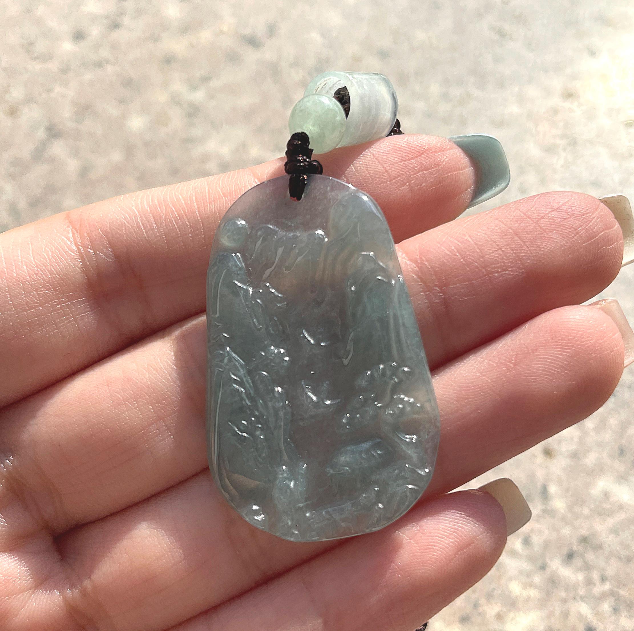 本物の翡翠 ビルマ産 風景翡翠 ペンダントネックレス グレードA - Etsy