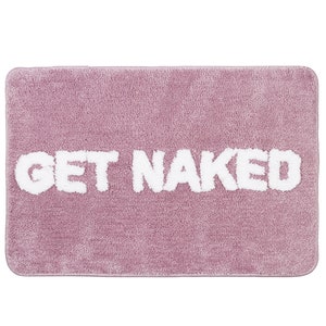 Get Naked Bath Mat, Pink Bathroom Rug, Cute Bath Mat, Funny Bath mat