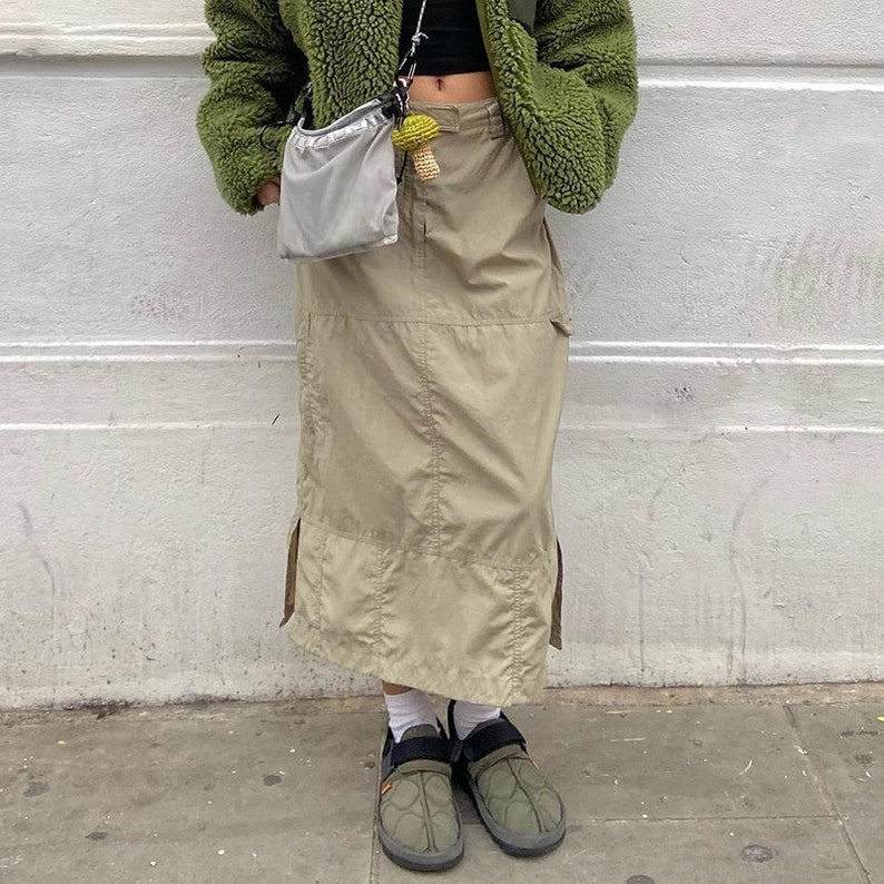 Bella Hadid Style Skirt Low Waist Beige Khaki Long Maxi Skirt Etsy
