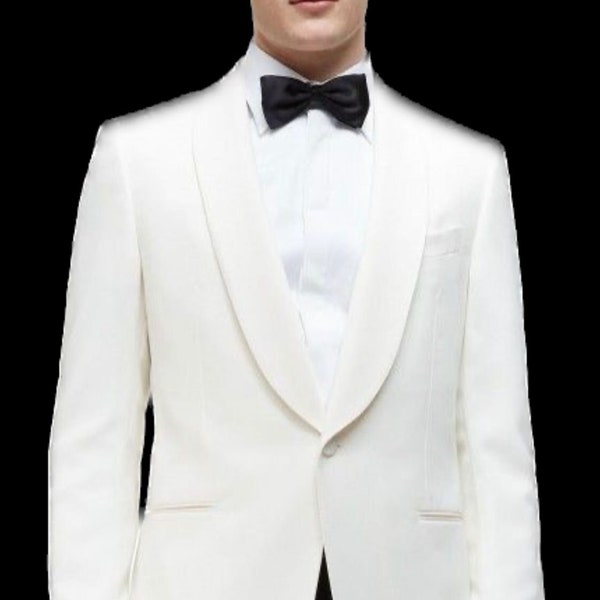 Men's Off White Shawl Lapel Tuxedo Blazer Men's One Button Wedding Tuxedo Coat Wedding, Prom, Dinner Party For Men.