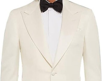 1980s Mens Cream Wool Burberry Double Breasted Dinner Jacket