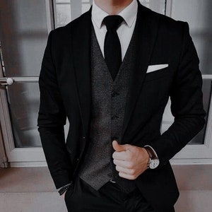 Dark grey suit with vest deals