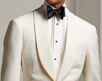 Men's Tuxedo Ivory White 2 Piece Suit Slim Fit Shawl Lapel Premium Suit Prom Suit Wedding Suit Classic Suits For Men.