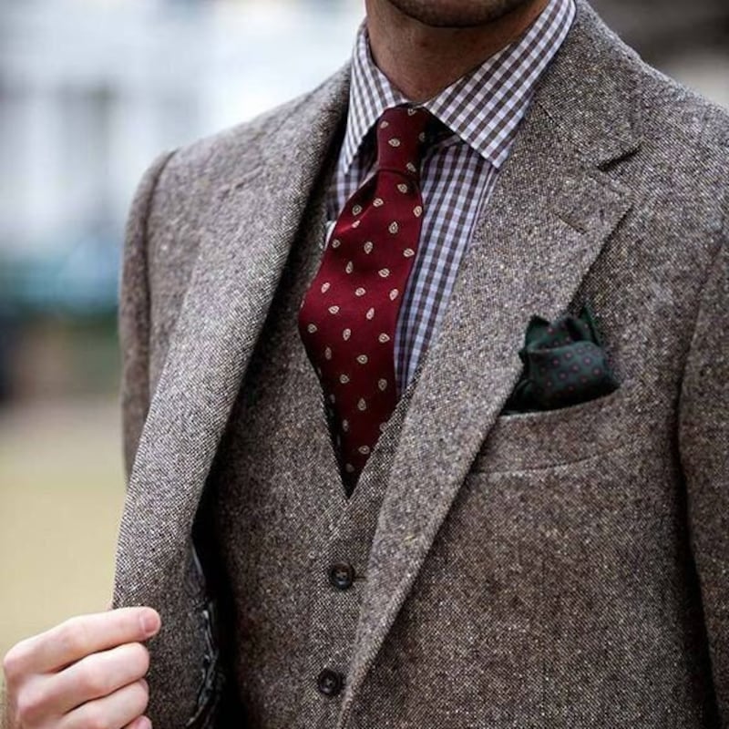 Men’s Classic Lattice Pattern Three-Piece Suit main image 0
