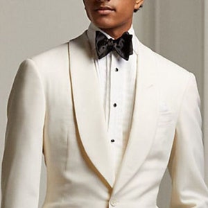 Ivory shawl collar tuxedo jacket deals