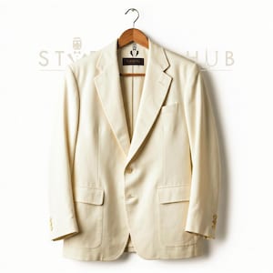 Men&#39;s Classic Cream Linen Single Breasted Notch Lapel Summer Blazer Wedding Ceremony Party Event Blazer for Men.