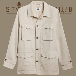 Men&#39;s Vintage Light Weight Linen Safari Jacket, Oversize Jacket, Linen Jacket, Summer Jacket, Travel Jacket For Men.