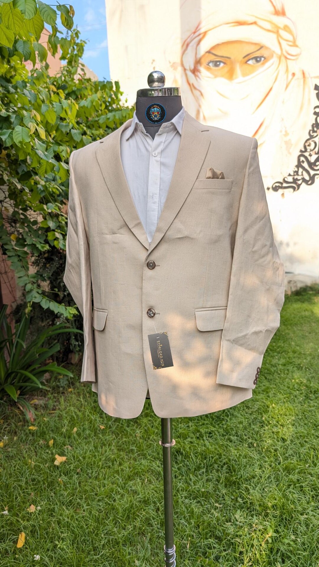 Marron Edition】24 Summer_ Yellow Cream Linen Button Blazer Men's Linen Casual Sport Coat Jacket Slim Fit 2 Button