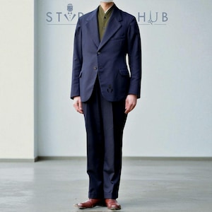 Men&#39;s Retro Navy Wool Herringbone Wool 3 Piece Suit Gentlemen&#39;s Suit Winter Suit Business Suit Formal Wool Suit For Men.