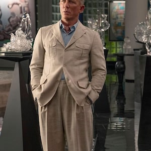 Men&#39;s Beige Linen Safari 2 Piece Suit 4 Pocket Safari Jacket For Men Summer Vacation, Trip 2 Piece Suit for Men
