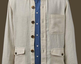 Linnen Safari Shacket: klassiek zomerreisjack voor heren
