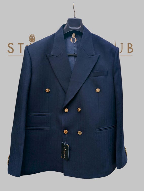 Blazer Designer OWEN - Bleu - Taille 50 - Coupe Slim - Double Boutonnage - Neuf Avec étiquettes