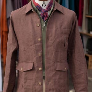 Summer Pure Linen Safari Shacket for Travel, Ceremony, Casual Summer Vacation Classic Jacket For Men.