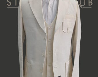 1930s Wool×Cotton French Vintage Jaket Circa 1930/40s French Wool Cotton Gentleman Jacket / Size