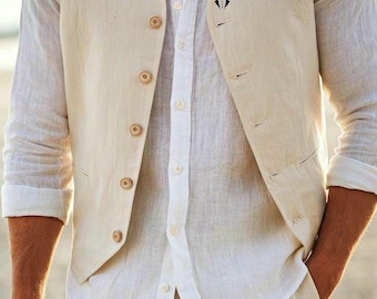 Cream Vest and Pants For Men: Summer Beach Party Suit