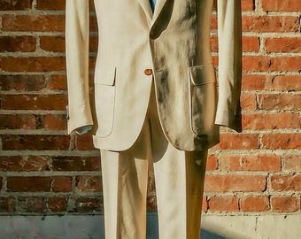 1920s Men's Linen Suit: Summer Wedding Two Piece Set