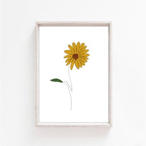 Sunflower Linear Art Modern Print,Poster Print,Digital Print,Wall Art,Instant Download Art,Digital Download,Handmade Print,Minimalist Art