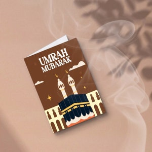Cartão de felicitações personalizado Umrah Mubarak, cartão Umrah, presente Umrah, presente, Hajj Umrah, glorioso Kaba, cartão de felicitações islâmico, cartão muçulmano