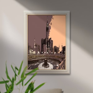Kaaba Pink Artistic Modern Arabic Islamic Poster,Printable Wall Art ,Poster Print,Digital Instant Download,Digital Download,Handmade Print