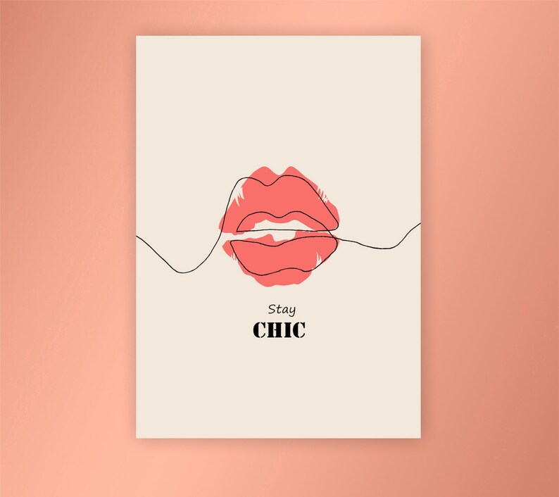 Stay Chic Lips Pink Slogan Printable >poster Boho Print,typography ...