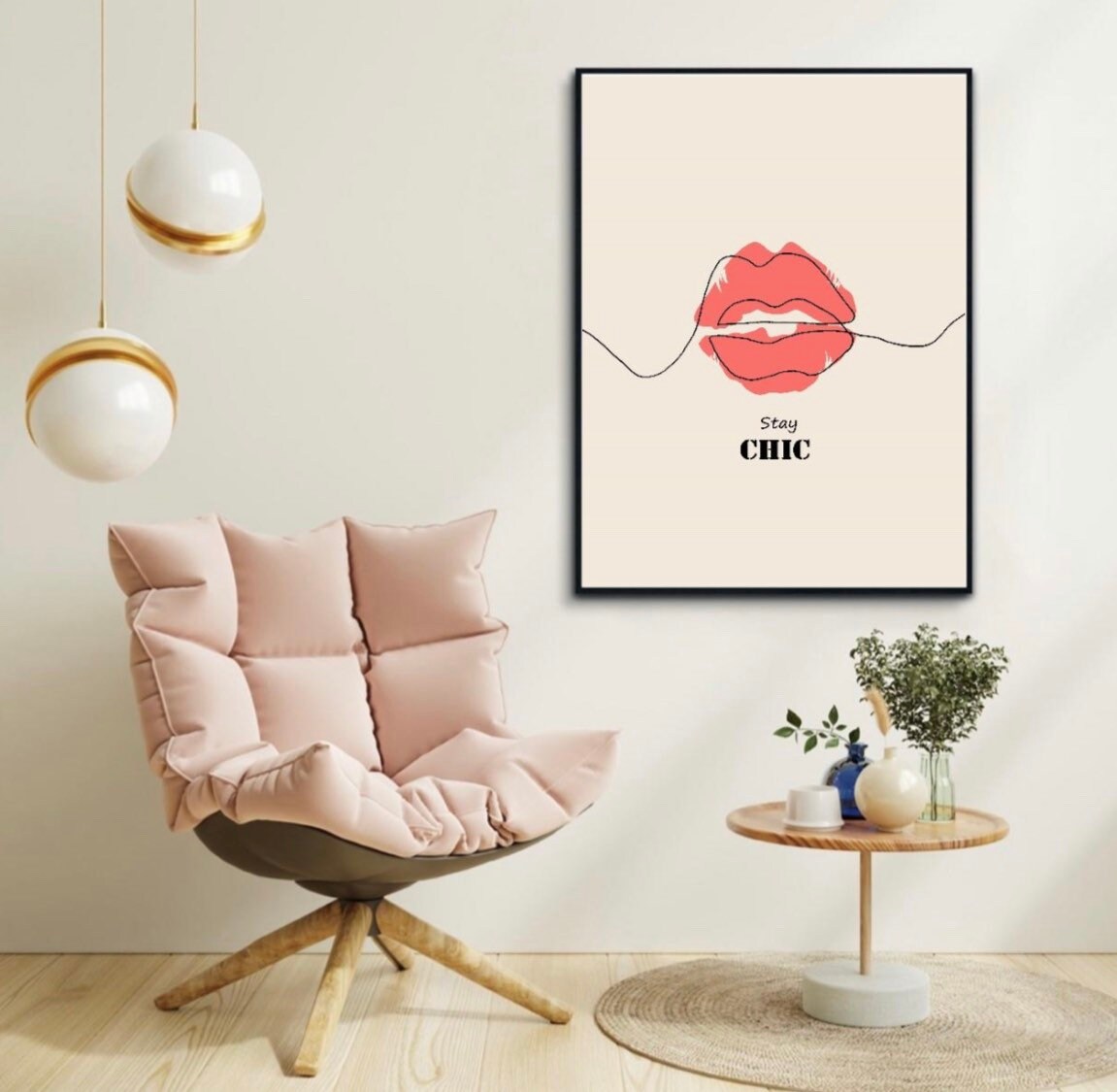 Stay Chic Lips Pink Slogan Printable >poster Boho Print,typography ...