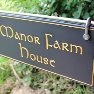 Hanging Welsh Slate House Sign - Double Sided, with Stainless Steel U Bolts