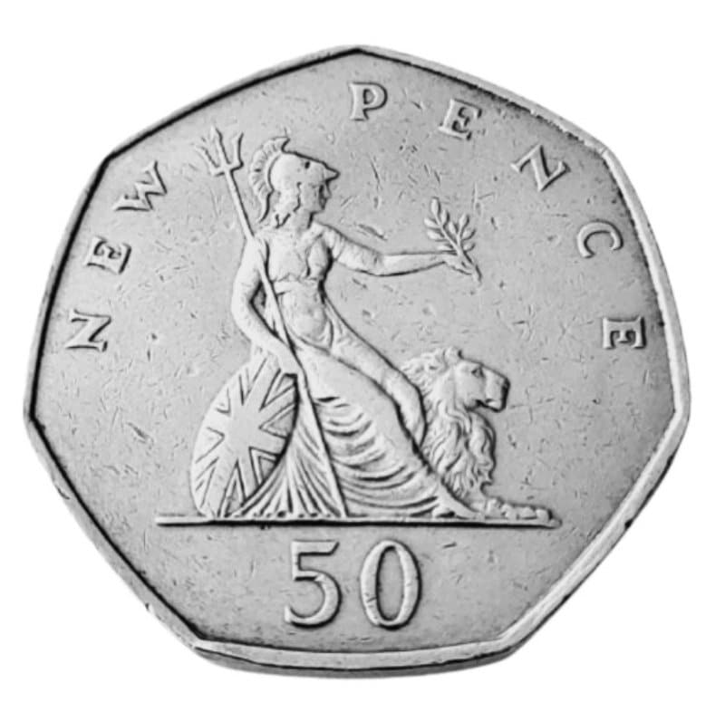 Coin 50 New Pence Year 1969 Elizabeth II England Coin Vintage