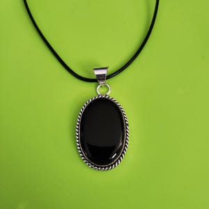 Black Obsidian Pendant with Necklace