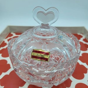 Vintage Bleikristall Clear Lead Crystal Lidded Trinket Dish