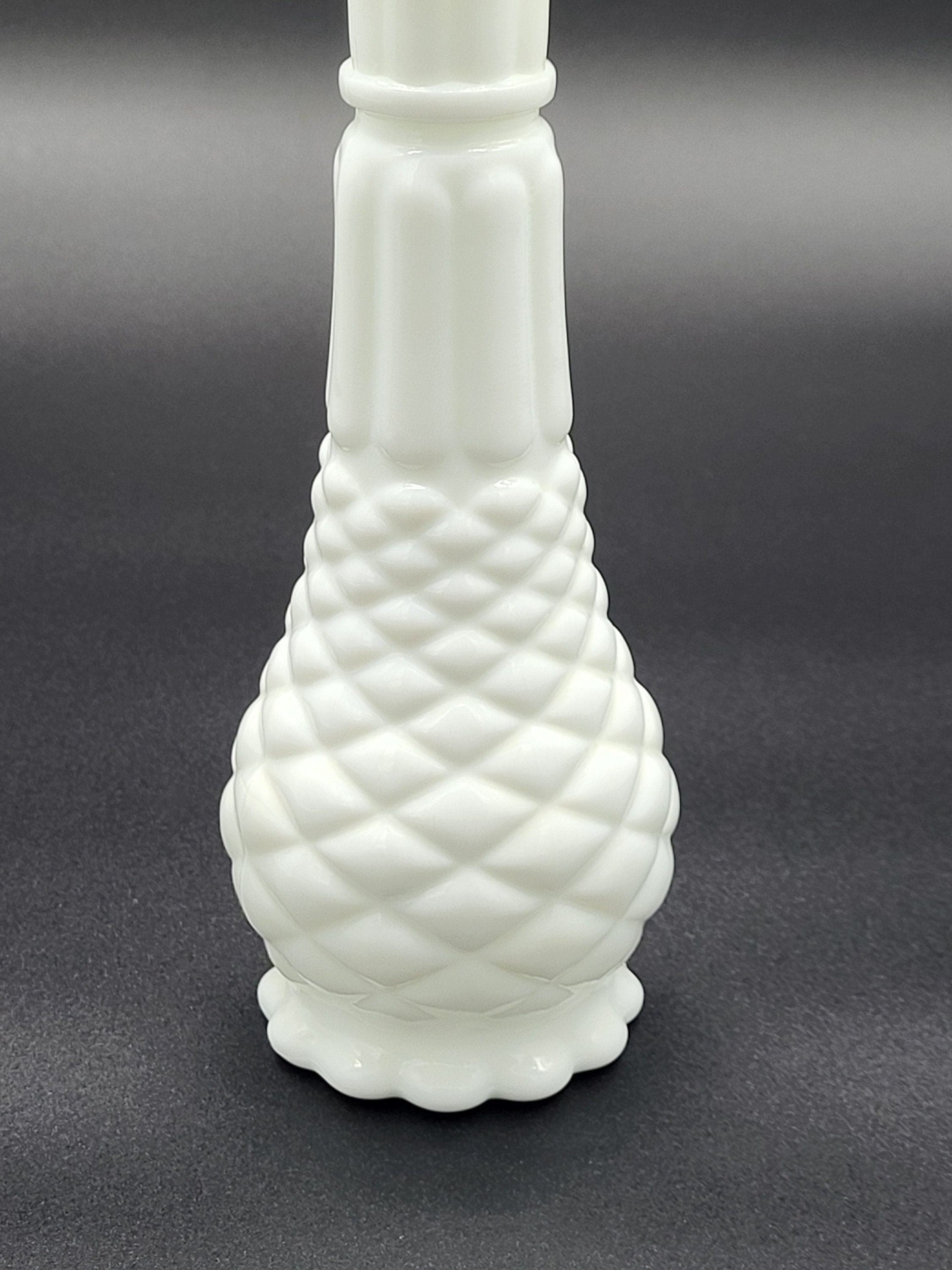Vintage Milk Glass Pineapple Patterned Bud Vase Etsy