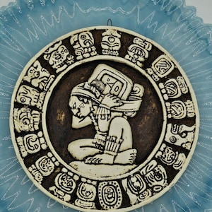 Vintage Tzolkin Maya Kalender Volkskunst Plakette