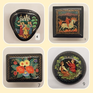 Vintage Russian Hand Painted Lacquered Trinket Box