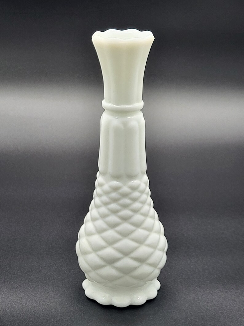 Vintage Milk Glass Pineapple Patterned Bud Vase Etsy